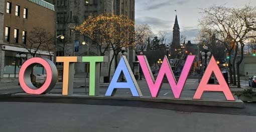 Ottawa Street Sign showing the City name Ottawa in big letters